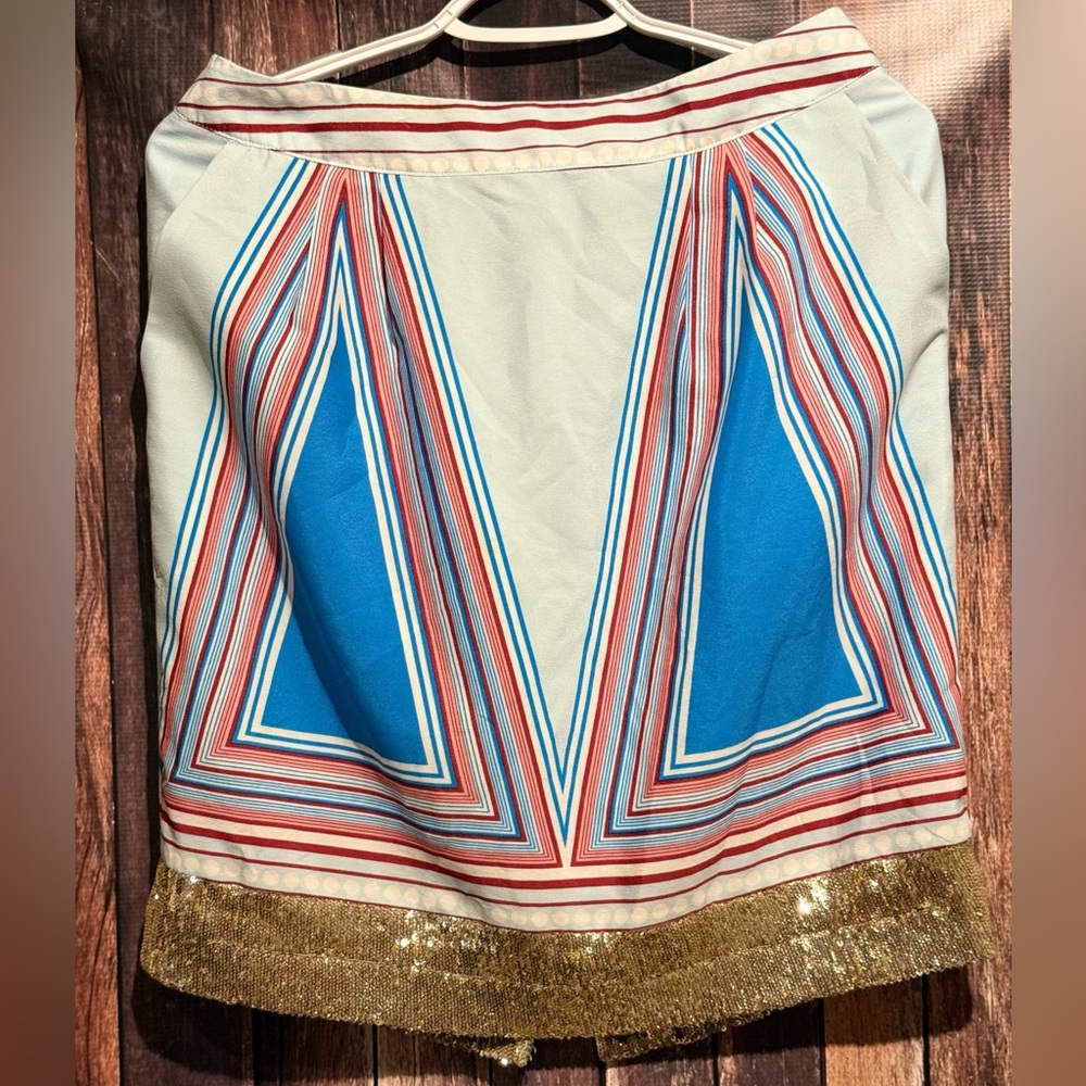 Isani Geometric Pencil Skirt with Gold Sequin Trim
